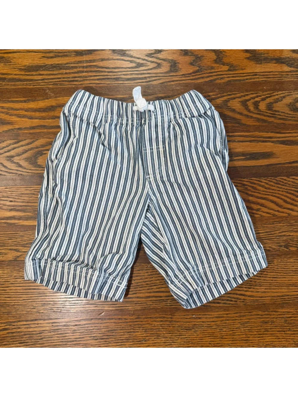 Hanna Andersson Boys Striped Shorts Blue And White Drawstring Size 4/5T
